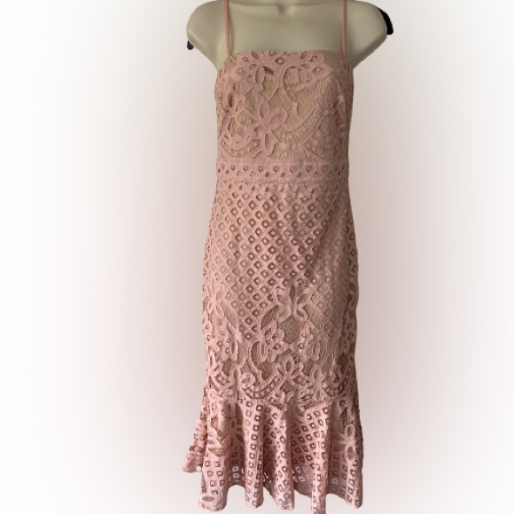 Lulu’s | Unlimited Love Dusty Pink Lace Trumpet Midi Dress | Size Small - Picture 5 of 8